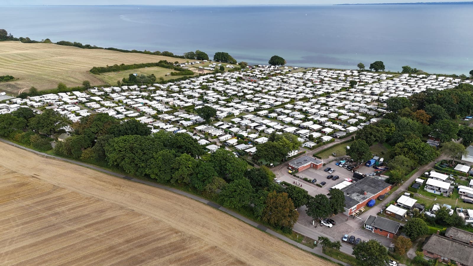 The whole site from above, the Baltic beyond