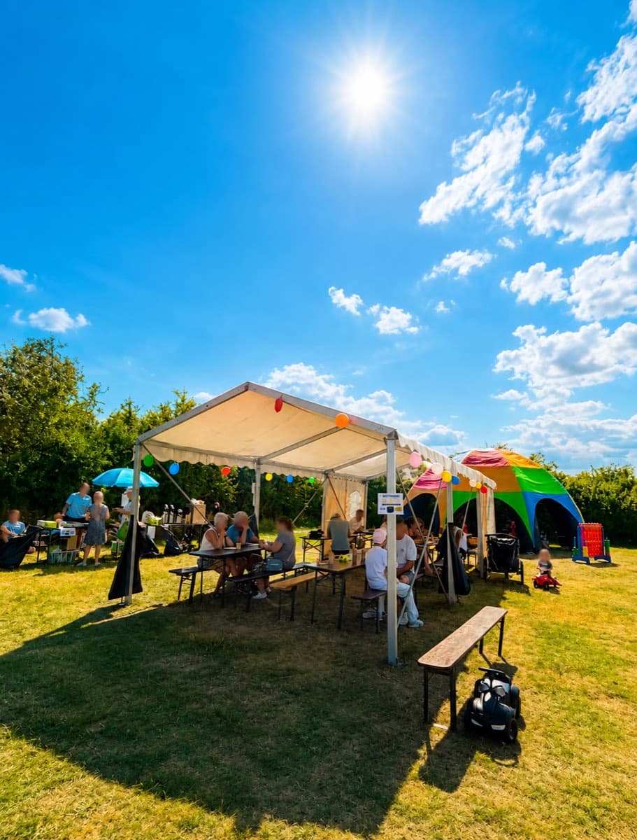 The marquee in the summer sun
